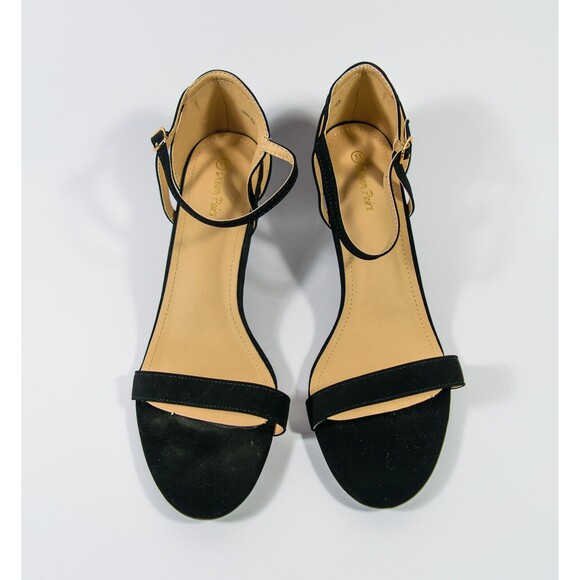 Dream Pairs Lexii Black Open Toe Stilettos Ankle Strap 2.5" Heel Shoes Sz 11 - Picture 2 of 8